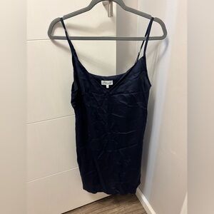 Ettitude Women’s Navy Sateen Slip Dress Adjustable Strap Bamboo - Size M